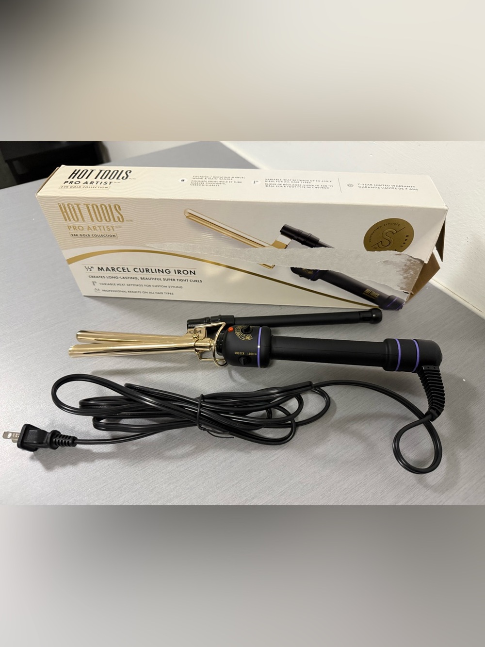 Hot Tools Pro Artist 24K Gold Collection 1/2” Marcel Curling Iron Tested